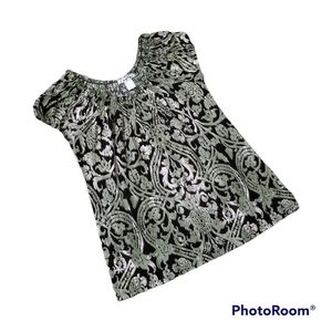 Carol Rose Green Brown Cap Short Sleeve Top. Women's Medium